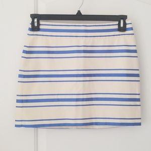 J.Crew Blue and White Striped Mini Skirt